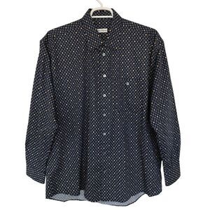 Bullock & Jones Shirt Cotton One Pocket Oversized Diamond Print Navy Pristine XL